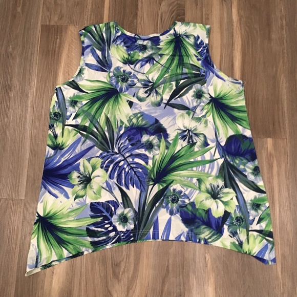 *SOLD* Bon Worth Tropical Print Sleeveless Blouse - Picture 4 of 6